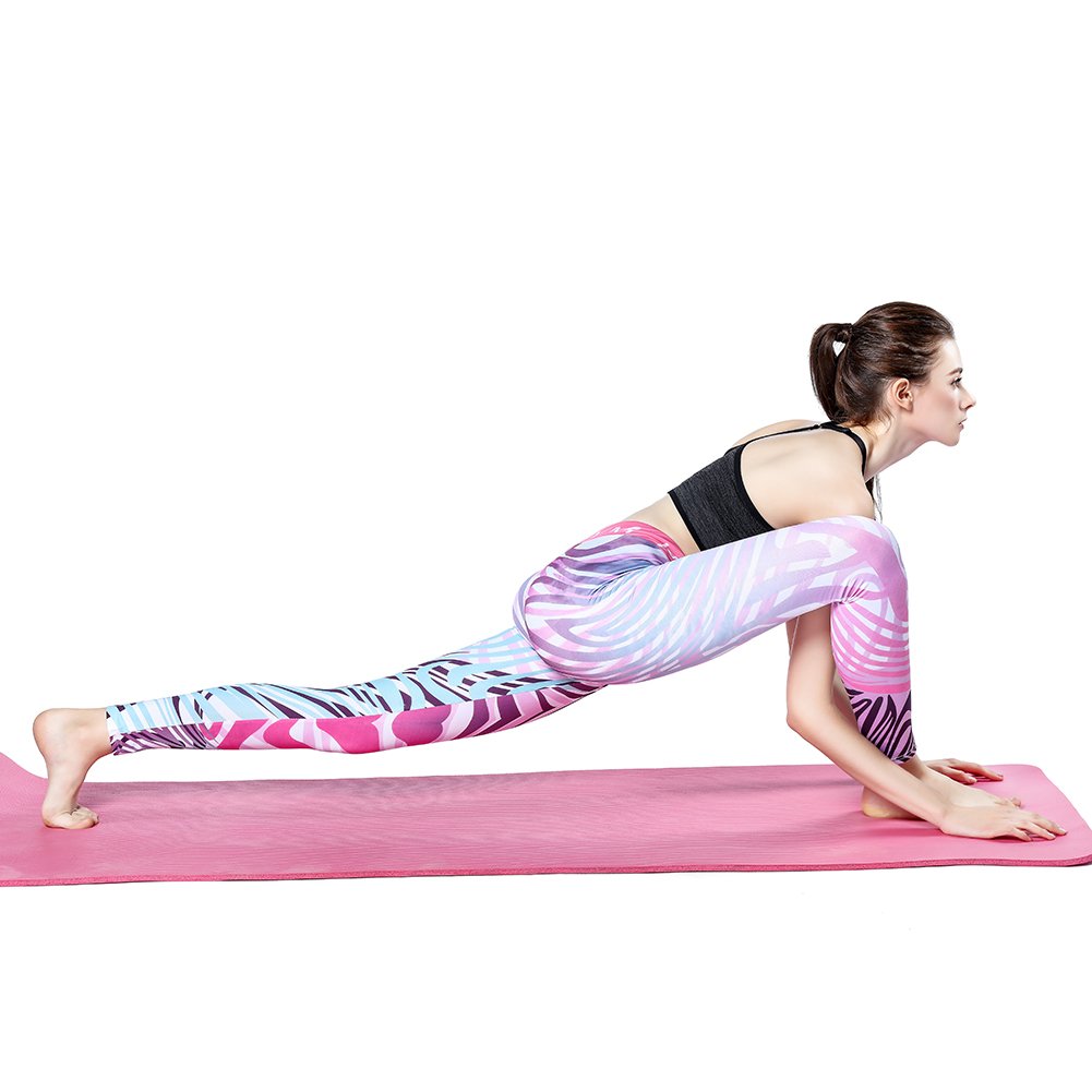 Women\'s Printed Yoga Leggings Pants Ibowo Gym Hero Capris Tights Workout (L)