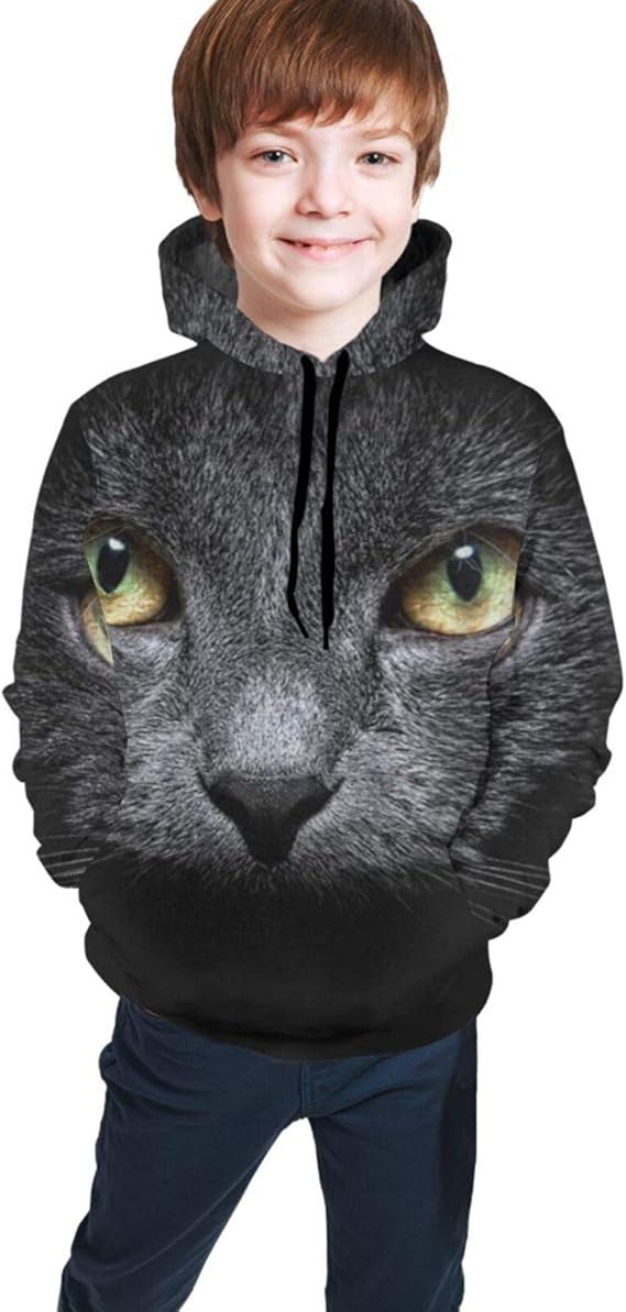 Cool Black Cat Kitten Cute Animal Hoodies for Kids Boys