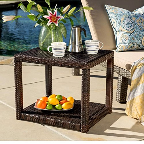 Patio Dinning Table Clearance, End/Accent Outdoor Bedside Furniture for Living Room, Small Brown ...