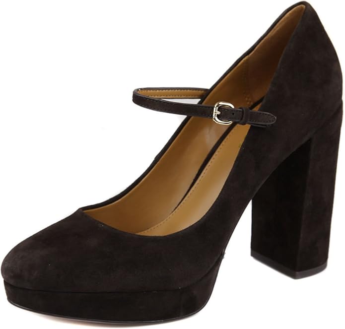Amazon.com | Coach Womens Goldie Leather Closed Toe Mary Jane Pumps, Chestnut Suede, Size 6.5 