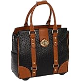 JKM & Company Rolling Laptop Bag for Women | Designer Wheeled Briefcase | Fits 13-17" Laptops | Office Travel Computer Case (Ostrich)