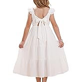 GRACE KARIN Girls Dress Summer Tie Back Party Dress Ruffle Sleeve Smoke Tiered Special Occasions Maxi Tween Dresses Size 5-14