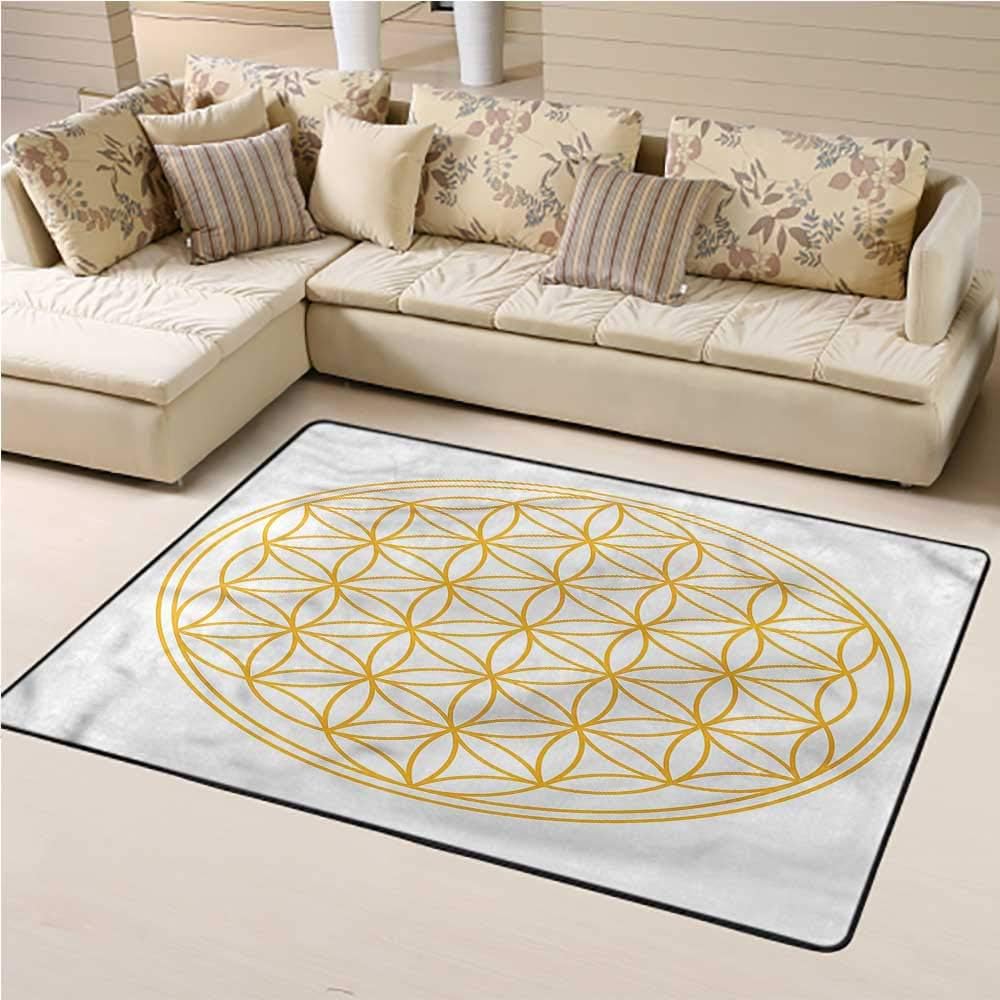Area Rug Sacred Geometry, Cosmic Flower Motif Super Cozy Bathroom Rug Carpet for Kids Nursery Teens Room Girls Boys 3 x 5 Feet
