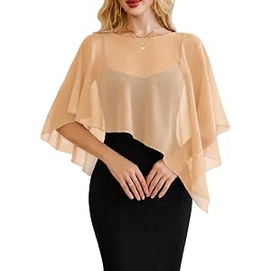 Avidlove Women Chiffon Capelet Batwing Sleeve Wedding Shawl Sheer Cover Up | Versatile batwing sleeve chiffon capelet, asymme
