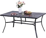 PHI VILLA Garden Table 150x90cm for 6 Outdoor Rust Proof Steel Frame Black view 1