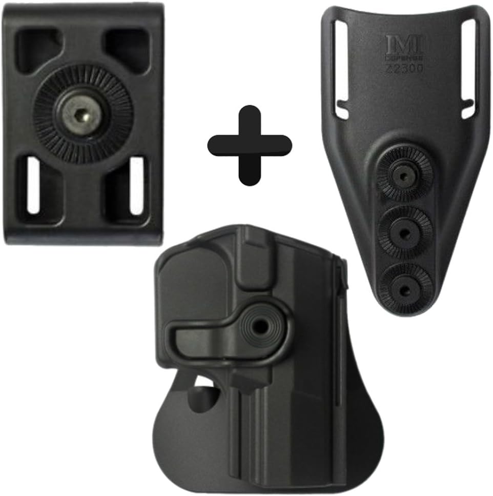 IMI Defense Walther PPQ Pistol HandGun Combo Tactical Roto Retention Holster Interchangeable Attachment Kit Includes Belt Clip + Low Ride