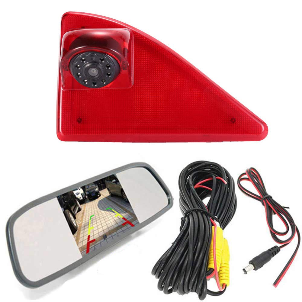 HD Car Caravan Reversing System Brake Light Reversing Camera Van Roof Camera Parking Camera Parking Aid with Angle Adjustable Compatible with Opel/Vauxhall Movano/Renault Master/Nissan NV400