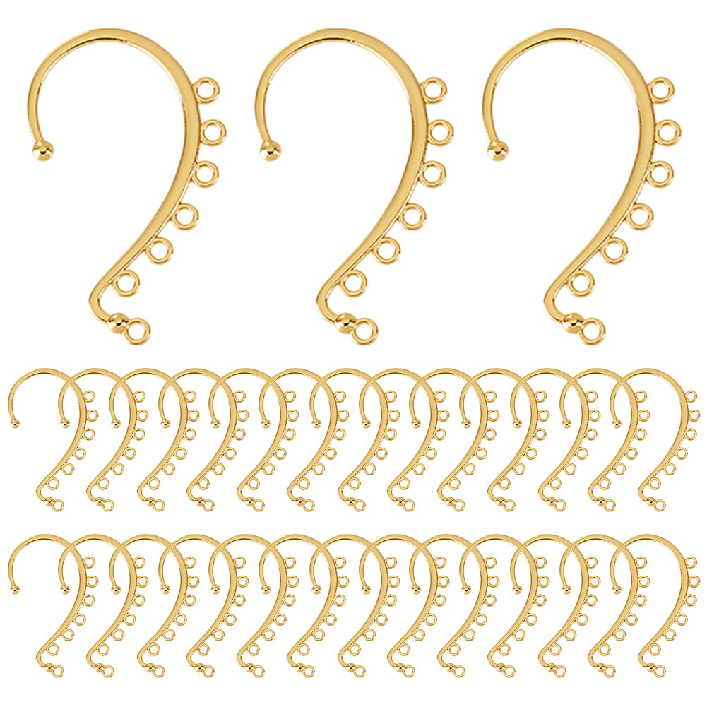 SUNNYCLUE 1 Box 30Pcs Ear Cuff Findings Gold Earring Cuffs Painless Non Piercing Clip on Ear Cuffs Earrings Ear Wrap for jewellery Making Accessories Women Adults DIY Dangle Earrings Crafts Supplies