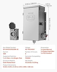 VEVOR Manual Transfer, 30-Amp 6-Circuit, Prewired