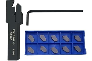 LAHDYFHOE 5/8“ Shank Grooving Slotting Tool ZQ1616R-3 Cut Off Lathe Turning Tool Holder with 10pcs SP300 Carbide Turning Inserts Grooving Parting Inserts (5/8 Shank Tool Holder with SP300 Inserts)