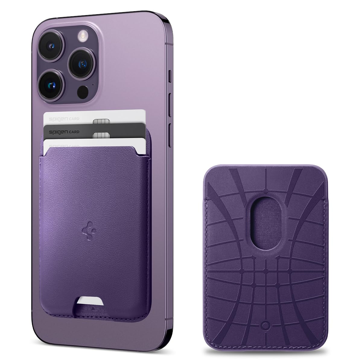 Spigen Valentinus MagFit Magnetic MagSafe Wallet Card Holder 3-Cards Compatible with iPhone 17/16/15/14/13/12 Series and PixelSnap Cases for Pixel 10 Series - Violet Purple โ image 1