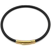 Leporem Genuine Leather Bracelet Women Men 18K Gold Plated Push-Lock Clasp | 3mm braided or smooth genuine leather, black or brown; push-lock clasp clicks shut; fits 7.1, 7.5 or 7.9 inch wrists