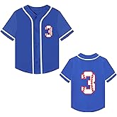 Mowbeat Toddler Baseball Jersey Kids 3 Year Old Birthday Shirt Boy 3rd Birthday Short Sleeve Button T Shirts