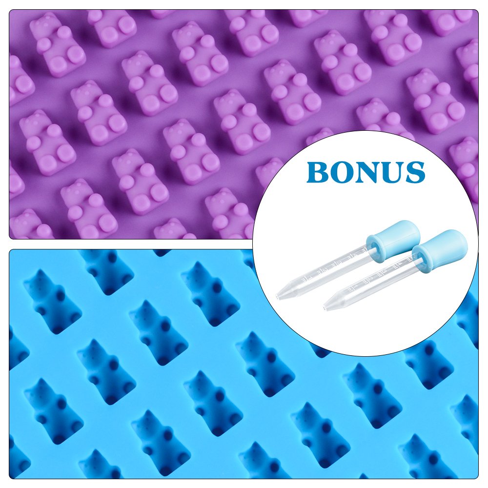 Gummy Molds Bear Candy Silicone - Mini Size Chocolate Gummy Molds with 2 Droppers Nonstick Food Grade Silicone Pack of 4