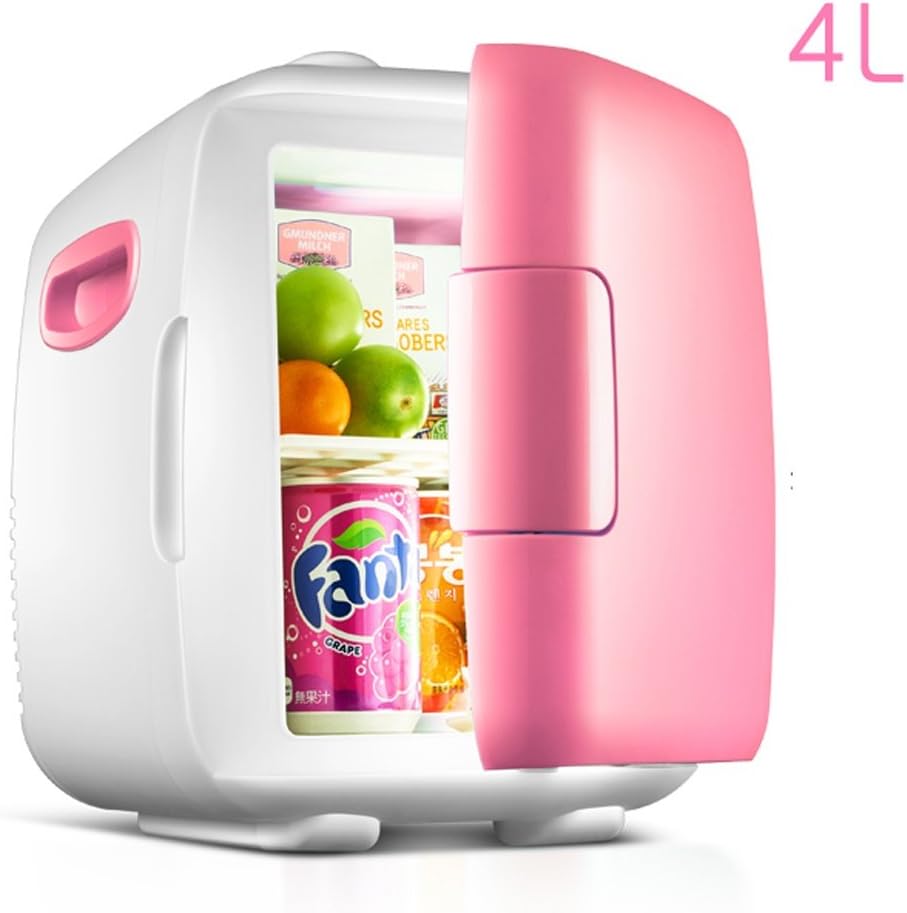 Sunhai 8 / 4L Car Refrigerator, Car Dual-use Mini Fridge Hot And Cold Dual Use Rapid Cooling 220V AC / 12V DC (Color : Pink, Size : 4L)