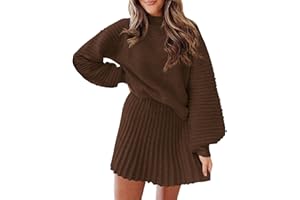 Zwurew Womens 2 Piece Skirt Sets 2025 Mock Neck Ribbed Sweaters and Mini Skirt Fall Winter Two Piece Outfits
