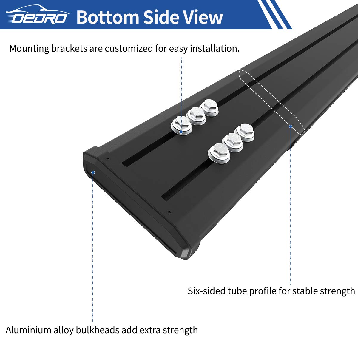 OEDRO 6.5" Running Boards Compatible with 2005-2021 Toyota Tacoma Double Cab, Aluminum Alloy Side Steps Nerf Bars for More Fuel Efficiency, Black Textured