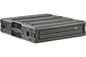 SKB 2U Roto Rack Case - Durable Polyethylene Gear Protector, Stackable, Waterproof with Twist Latches & Rubber Feet for Musicians, Black