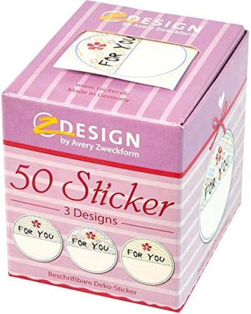 Avery 56816 For You Round Writable Gift Stickers /Invitation Envelope Seals, Multi-coloured, Pack of 50, 38 mm