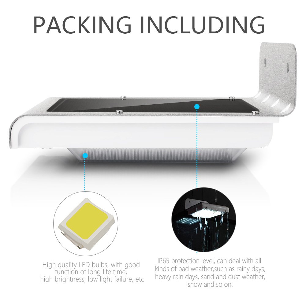 Solarmks PB-1805 SL-S-16 Motion Sensor Solar Lights 16 LED Auto Waterproof for Outdoor Garden Fence Wall Step (2-Pack)