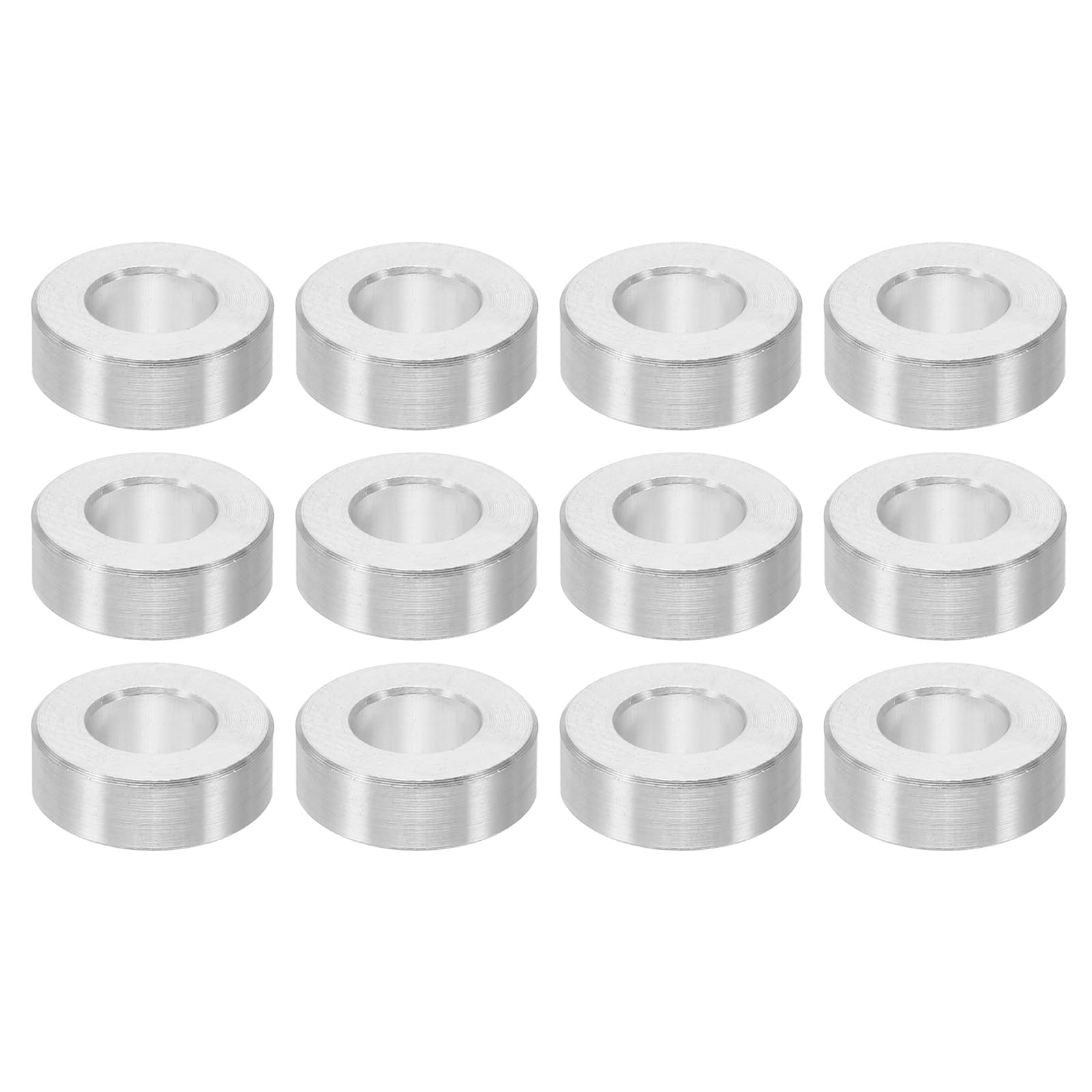 PATIKIL M6 Aluminum Spacers, 12 Pcs Metal Spacers Aluminum 6.2mm ID x 12mm OD x 4mm l Aluminum Spacer Screw Standoff Round for 1/4 or M6 Screw Bolts