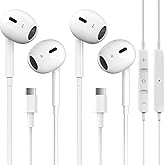 2 Packs USB C Headphones for iPhone 17/16/15 Pro Max Plus Type C Earphones with Microphone & Remote Noise Cancelling Earbuds for iPhone 17/16/15 Pro, iPad, Galaxy S23/S22/S21/S20/Ultra Note 10/20