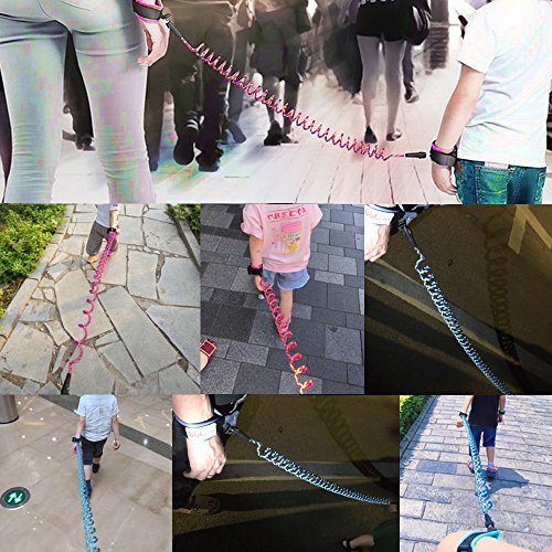 Anti Lost Wrist Link 2 Pack Comfort Padded Wristband Child Safety Walking Strap Leash with Lock Durable Steel Cable Pink & Blue(4.9ft & 8.2ft) for Girls,Boys - Thumbnail 6