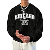 Floerns Men's Long Sleeve Sweatshirts Letter Graphic Crew Neck Oversized Pullover