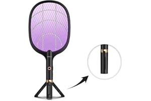 YsChois Electric Fly Swatter Racket, Rechargeable Fly Zapper - 4000 Volt, Exclusive 2-in-1 Bug Zapper Racket - USB Charging, 1800mAh Li-Battery, Indoor & Outdoor Use, Black