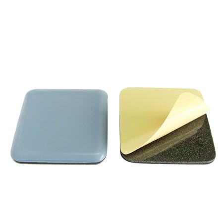 4 x Teflon-Möbelgleiter zum Kleben, eckig 50x50mm, 5mm stark, PTFE mit 2mm Gummipuffer, graublau, extra strapazierfähig, Hers