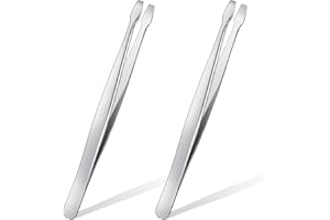 Zhehao 2 Pieces Flat Tip Tweezer Blunt Tip Tweezers Feeding Tongs Stainless Steel Lab Forceps with Straight Flat Scientific Forceps Lab Tweezers for Laboratory Work, Jewelry Making Craft, 4.75 Inches