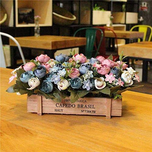 Jhyflower Creative and practical simulation flower rose artificial flower artificial bouquet false flower pot decoration dried flower tea machine desk, rose red blue pink tea rose fence