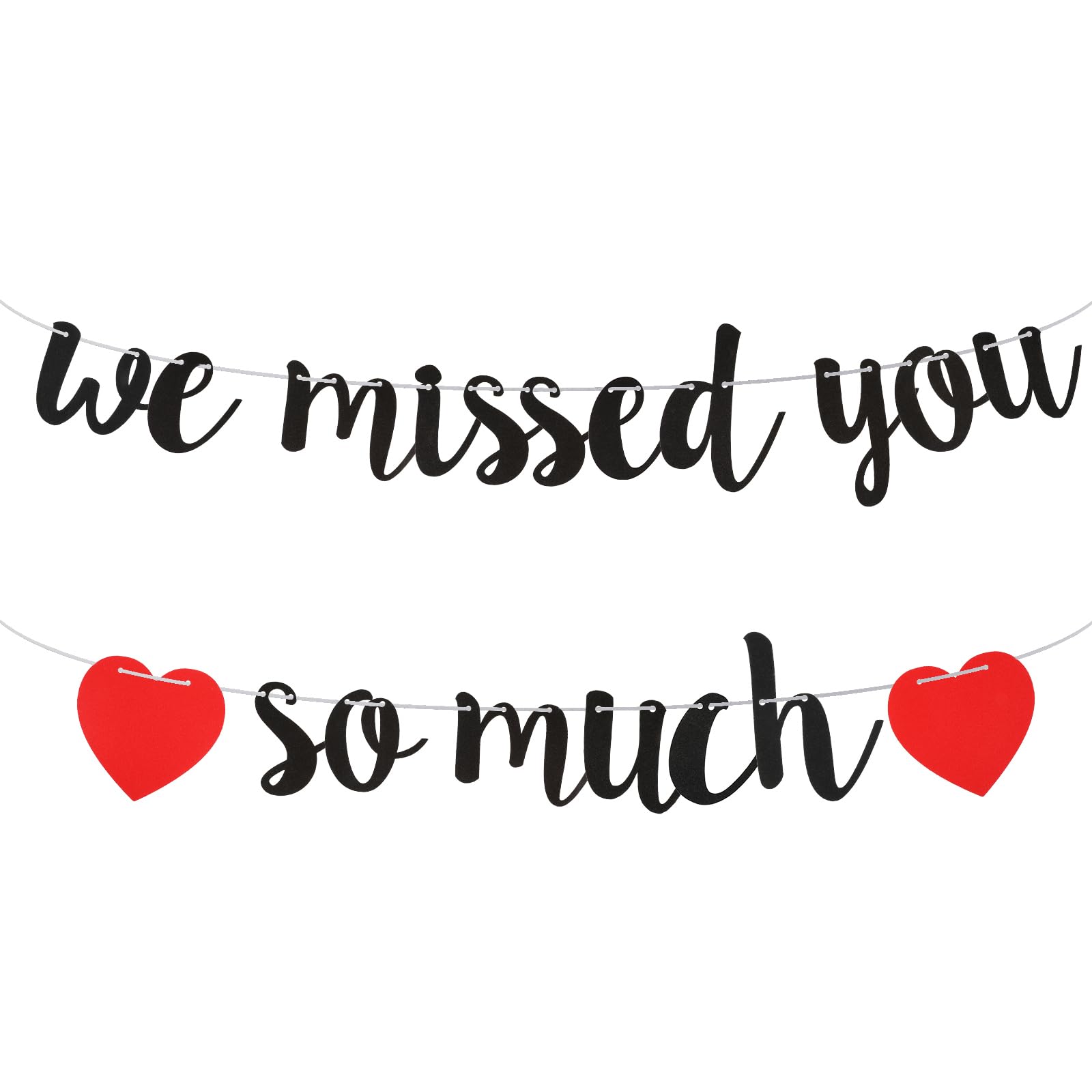 Photo 1 of Welcome Home Banner, We Missed You So Much Banner, Welcome Home Decorations for Family Reunion Friends Back Graduation Happy Friendsgiving Signs Banners (Black)