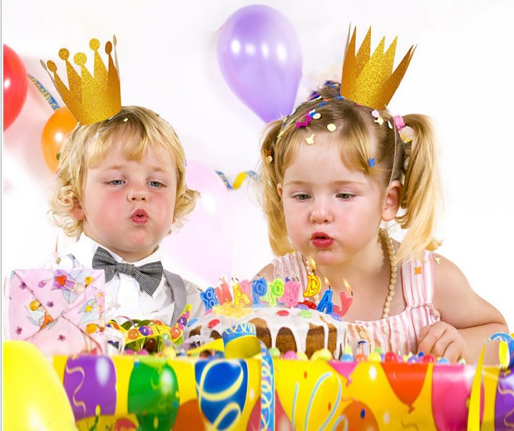 Birthday Party Hats, Gold Birthday Crown Hats, Kids and Adult Party Hats, Party Decorations Crowns Supplies - Pack of 12: Kitchen & Dining