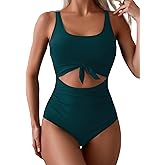 Eomenie Women's One Piece Swimsuit Tummy Control Slimming Bathing Suit Cutout Tie Knot Swimwear