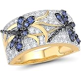 Santuzza 14K Gold Plated Dragonfly Ring Cubic Zirconia 925 Sterling Silver Butterfly Ring