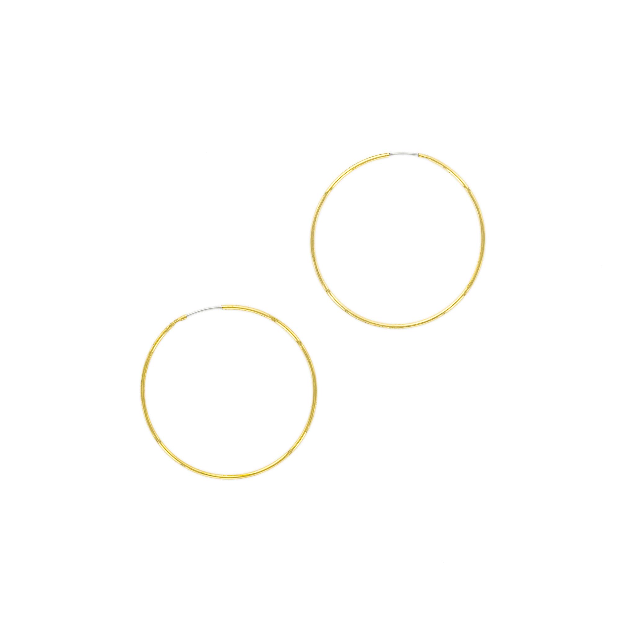 Photo 1 of Columbus 14K Gold Plated Thin Endless Hoop Earrings - Lightweight Wire Hoops (Gold, 40)