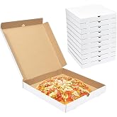 Huoshange White Corrugated Cardboard Pizza Boxes 16x16x2 Inch,10 Pack Large Pizza Box for Homemade Pizza,Food, Donut and Pies