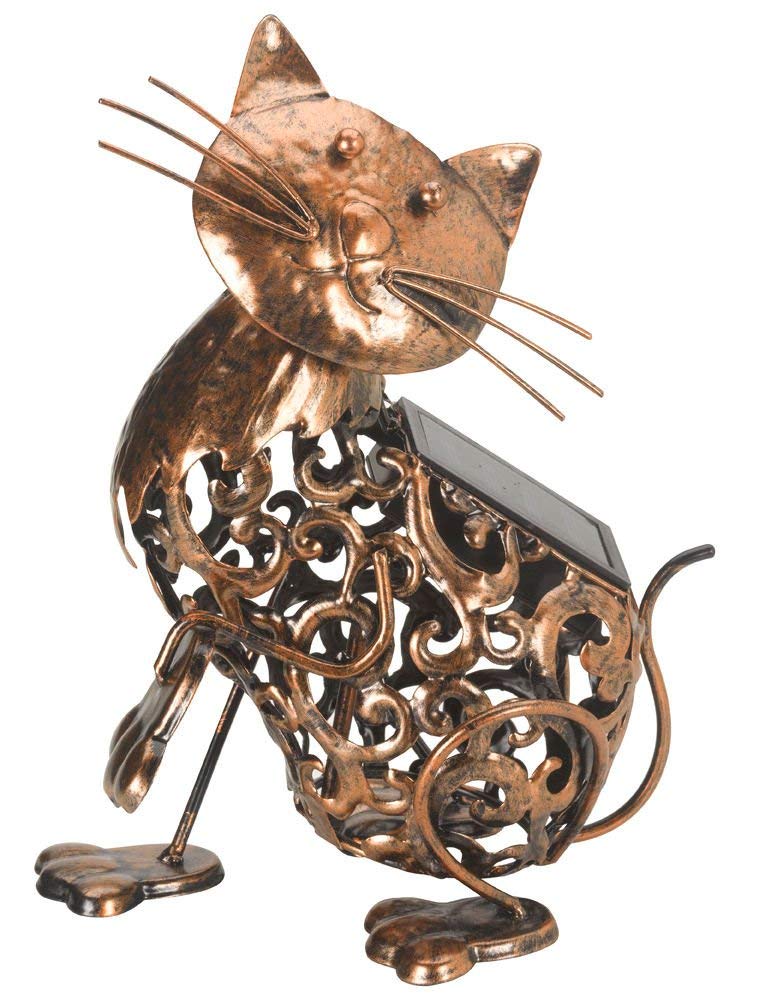 Metal Scroll Cat Solar Light