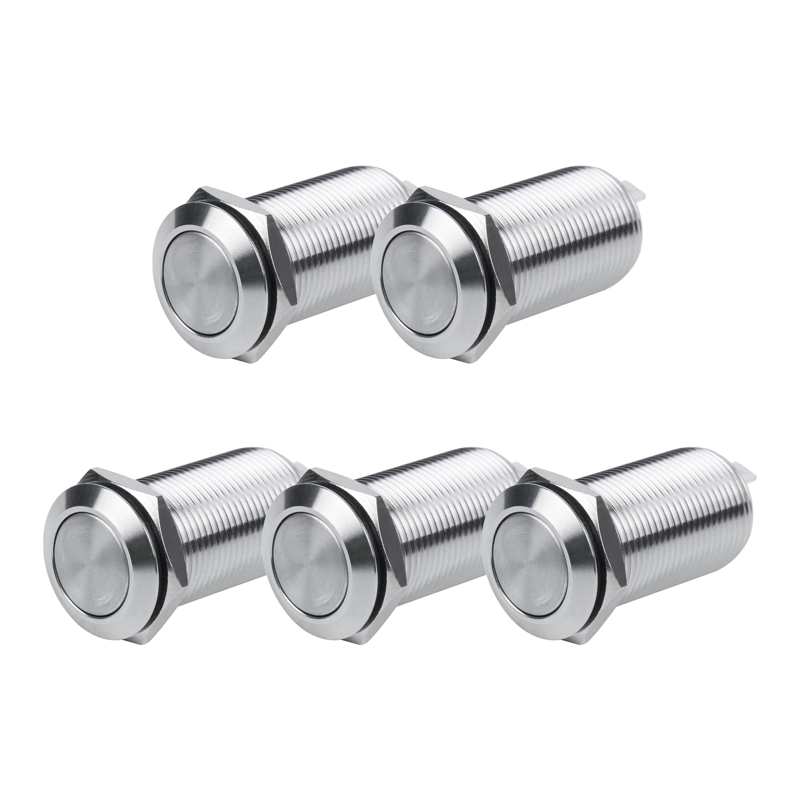 Larcele 12mm Mini Metal Push Button Switch Waterproof Latching DIYSwitch JSANKG-01,5 Pieces (12mm,Latching)