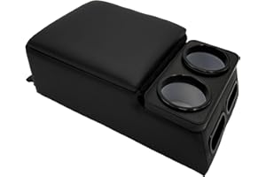 LOOYE Universal Truck Center Console Seat/Bench Organizer,Armrest with Cup Holders, Black