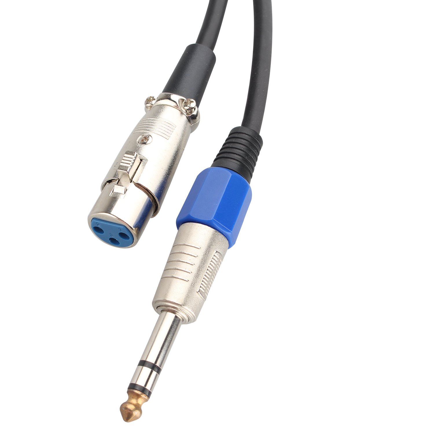Futheda Female XLR to 6.35mm Stereo TRS Jack Lead/Balanced Signal/Audio Patch Microphone Cable 0.5m Black