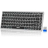 TECKNET Bluetooth Keyboard Rechargeable, 4-Device (2.4G+3BT) Small Keyboard | Wireless Ultra Slim Keyboard, 14 Hotkeys Computer Keyboard for PC/Laptop/Tablet/iPad, Sliver-Black