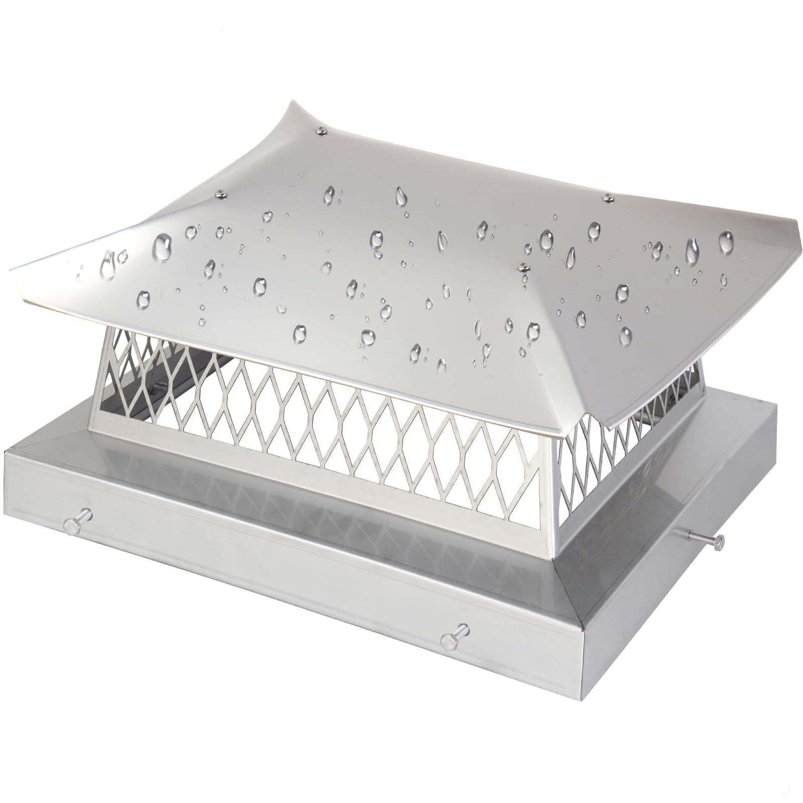 Photo 1 of 13"x17" Chimney Cap Chimney Cover,Fireplace Chimney Cap for Outside,Chimney Flue Cover Chimney Rain Cap Roof Rain Guard on Existing Flue Tile,304 Stainless Steel Chimney Vent Cap W/Screen Hood Plate