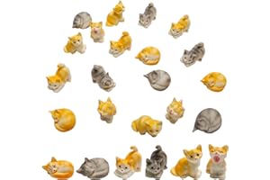 Exasinine 18 Pcs Miniature Cat Figurines - Cute Mini Kittens Animals Model for Fairy Garden, Moss Landscape, DIY Terrarium Crafts, Ornament Accessories for Home
