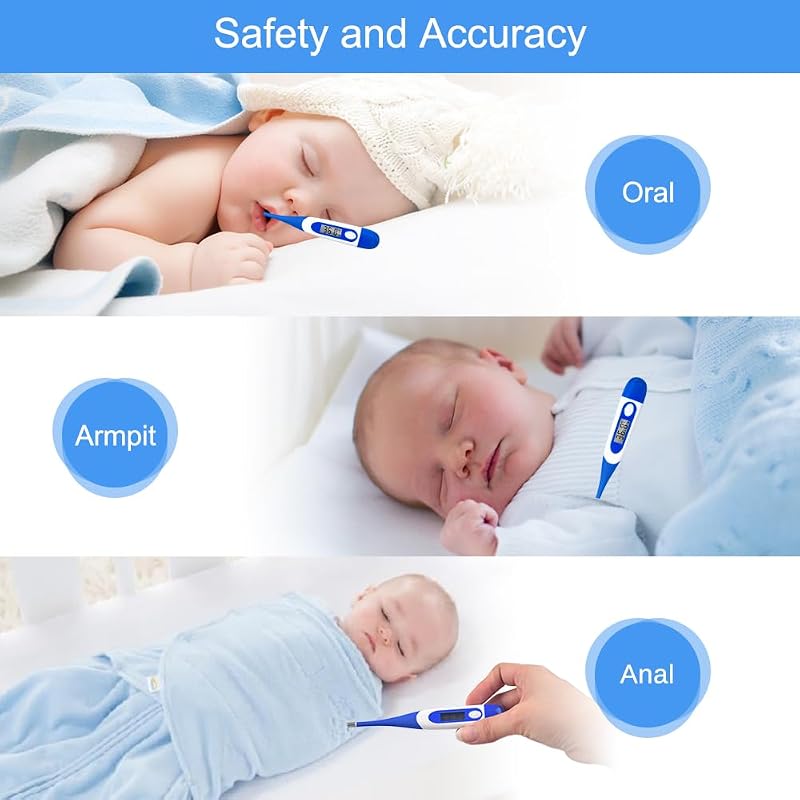 Thermomètre Flexible pour Adultes et Enfants, Berrcom Thermomètre Buccal Médical et Pour Avant-Bras étanche avec Alarme de Fièvre