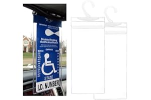 Gasedin 2 PCS Handicap Placard Holder, 11.6"×5" Ultra Transparent Parking Permit Placard Protector, Disabled Parking Sign Protective Cover with Large Hook, Universal Car Accessories