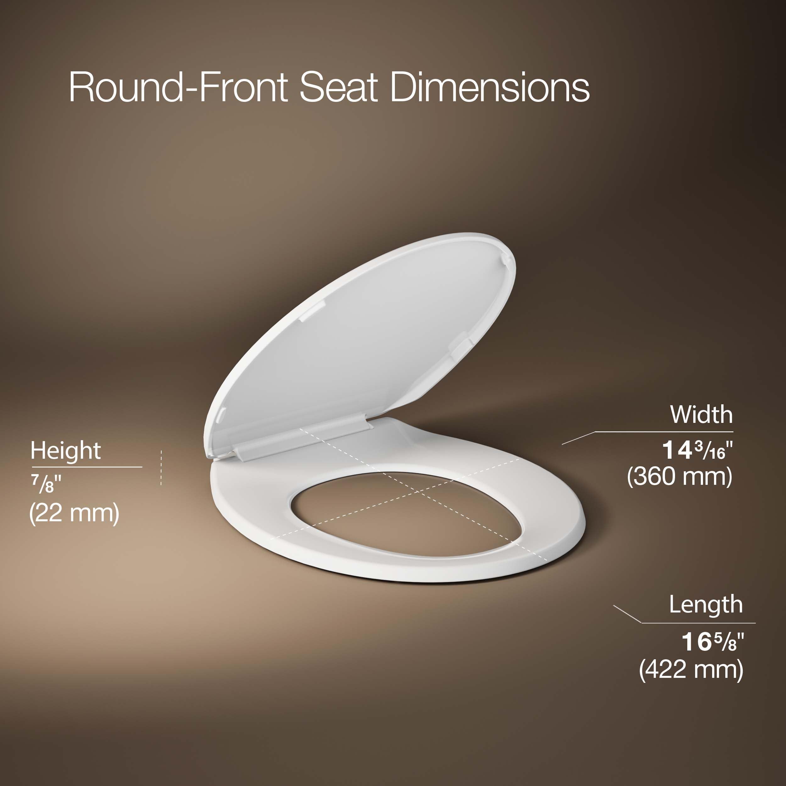 KOHLER 20111-0 Brevia, Slow Close Toilet Seat, Round Toilet Seat, Grip-Tight Bumpers Quick-Attach Hardware, White