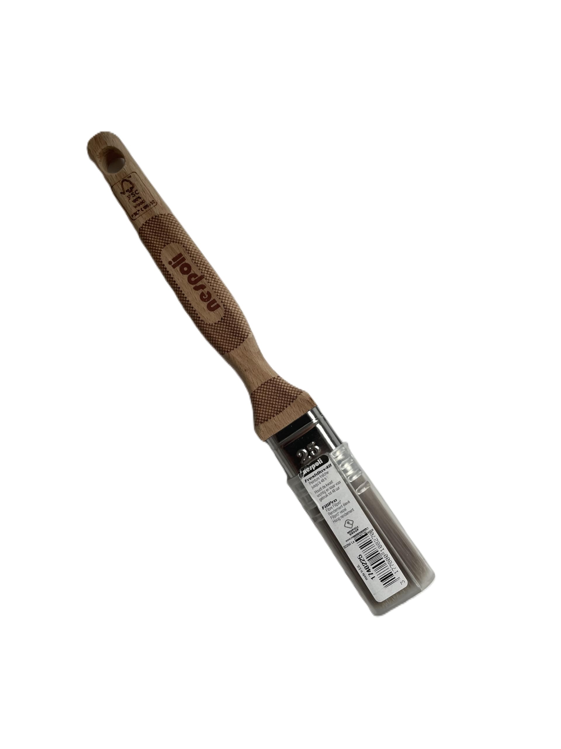 Nespoli 1740225 Laser Touch Flat Brush with Fresh Storage Box Size 25 mm, Brown