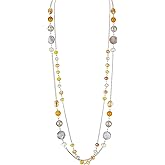 Noessla Layered Long Necklaces for Women Crystal Beaded Statement Necklace Sweater Silver Chain with Gifts Box Jewelry